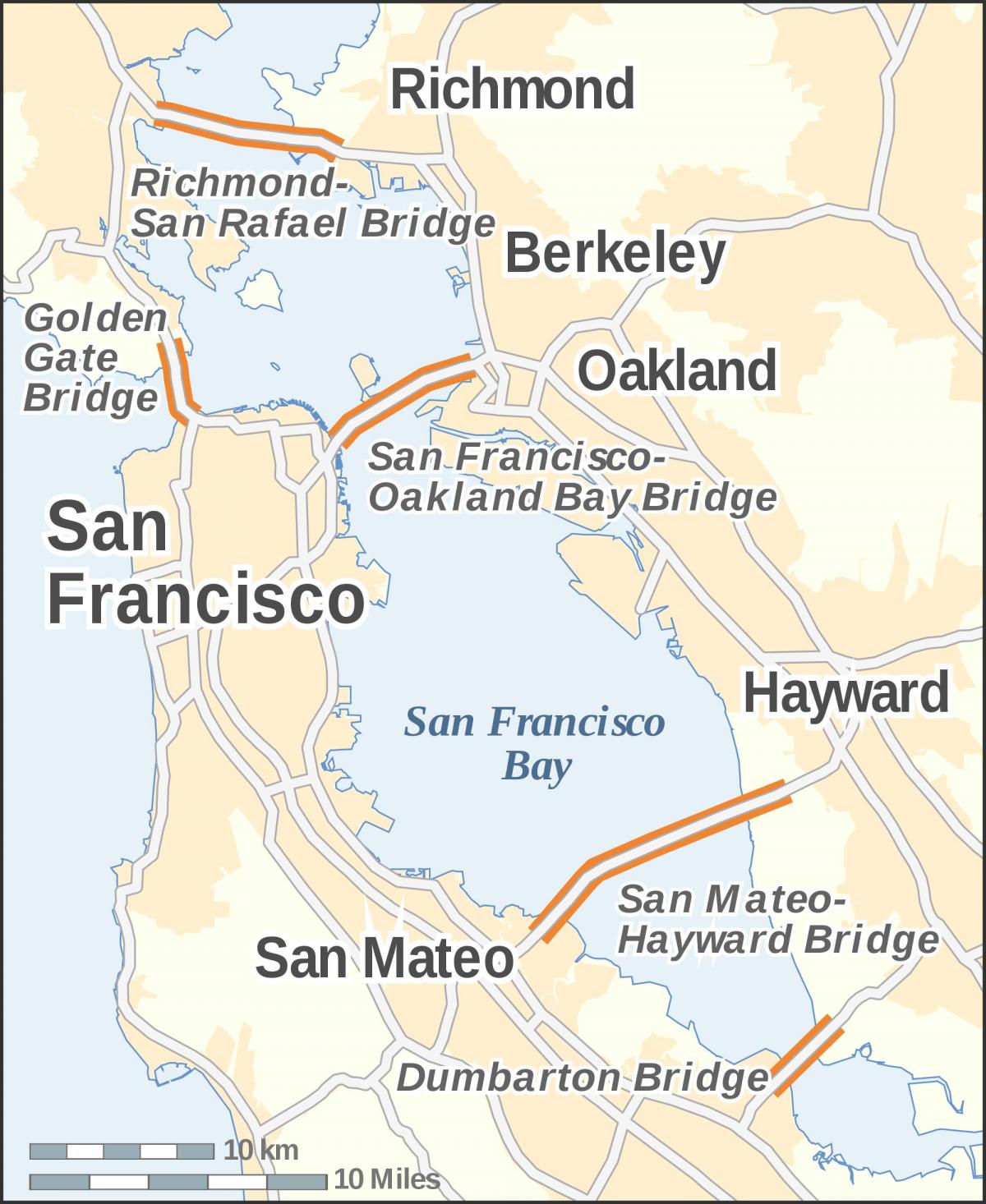 Mapa da baía área pontes