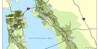 Mapa da baía área densidade de poboación