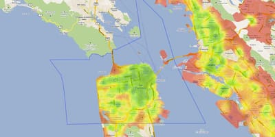 Mapa da baía área de calor