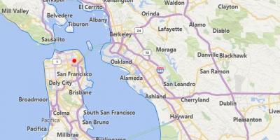 Mapa de california cidades, preto de San Francisco