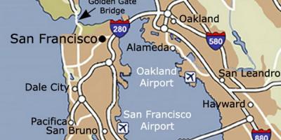 Mapa de San Francisco aeroporto e área circundante