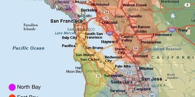 San Francisco mapa da zona e área circundante