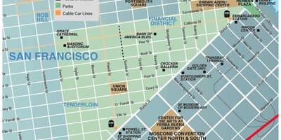 Mapa de unión praza da área de San Francisco