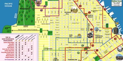 Mapa da cidade de turismo San Francisco ruta