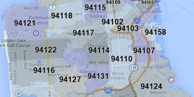 San Francisco zip mapa