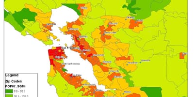 Mapa de San Francisco poboación
