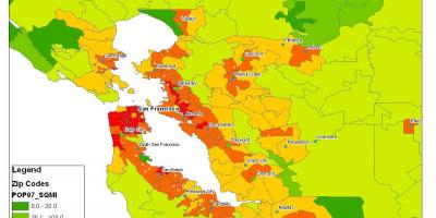 Mapa de San Francisco poboación