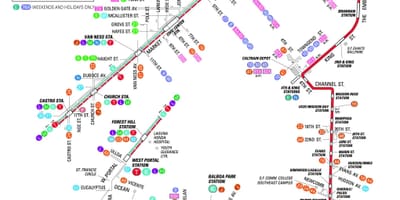 San Francisco de autobuses da cidade mapa
