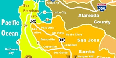 Mapa de silicon valley localización